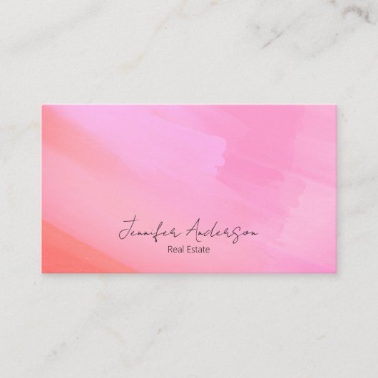 抽象芸術ユニークブライトピンクウォーター実在カラーエステート 名刺 (正面)
