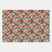 抽象芸術ユニークホリディポインセティアクラップデクページ ラッピングペーパーシート (正面)