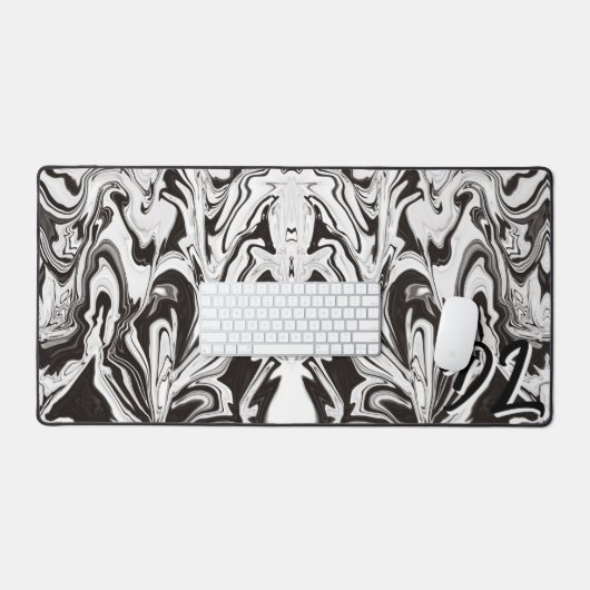 抽象芸術ユニークB&W大理石液体 デスクマット (キーボード&マウス)