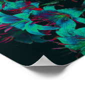 抽象芸術ユリの花の雨粒 ポスター (角)