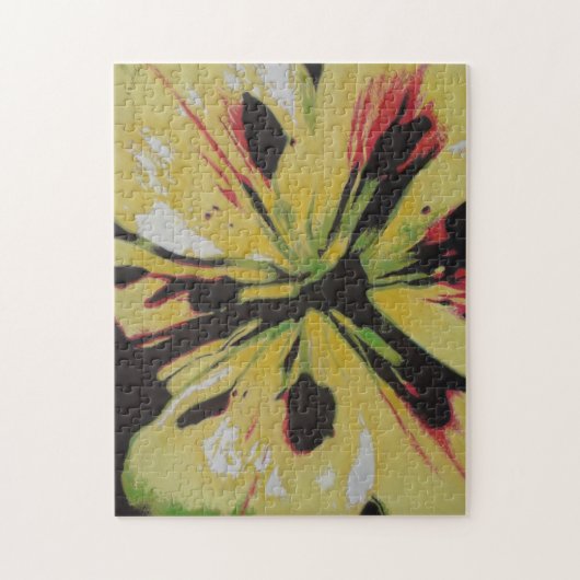 抽象芸術ユリの花は明るくカラフル ジグソーパズル (縦)