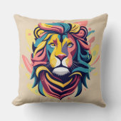 抽象芸術ライオンのヘッドアート クッション (正面)
