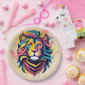 抽象芸術ライオンのヘッドアート ペーパープレート (パーティー)