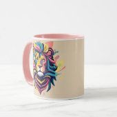 抽象芸術ライオンのヘッドアート マグカップ (正面左)