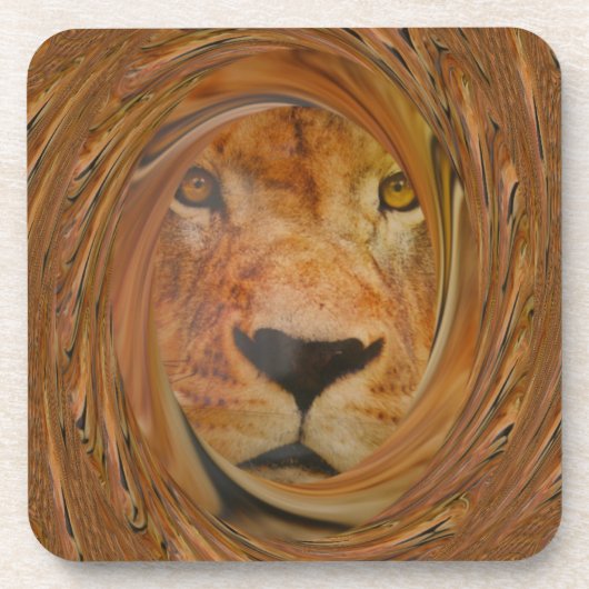 抽象芸術ライオンサファリアートプリント コースター (正面)