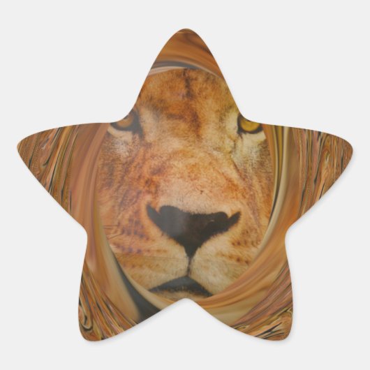 抽象芸術ライオンサファリアートプリント 星シール (正面)