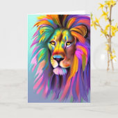 抽象芸術ライオン顔神秘的ファンタジーアート カード (黄色い花)