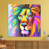 抽象芸術ライオン顔神秘的ファンタジーアート キャンバスプリント (インサイチュ (リビング))