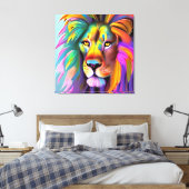 抽象芸術ライオン顔神秘的ファンタジーアート キャンバスプリント (インサイチュ (寝室))