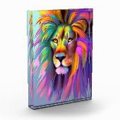 抽象芸術ライオン顔神秘的ファンタジーアート フォトブロック (左)