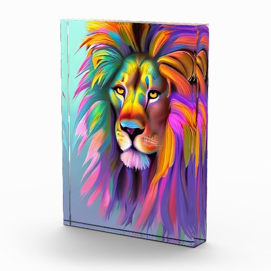 抽象芸術ライオン顔神秘的ファンタジーアート フォトブロック (右)