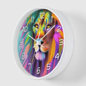 抽象芸術ライオン顔神秘的ファンタジーアート 壁時計 (傾斜)