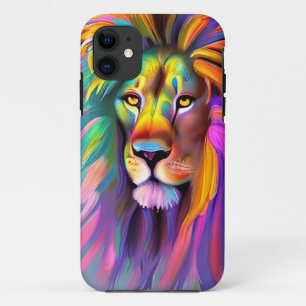 抽象芸術ライオン顔神秘的ファンタジーアート iPhone 11 ケース