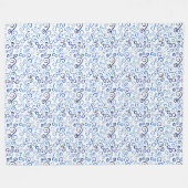 抽象芸術ライトからダークブルーのカーブパターン フリースブランケット (正面(横))