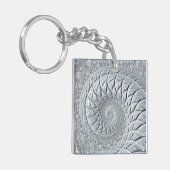 抽象芸術ライトグレースパイラルフラクタル キーホルダー (正面左)