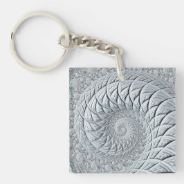 抽象芸術ライトグレースパイラルフラクタル キーホルダー