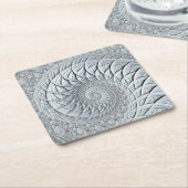 抽象芸術ライトグレースパイラルフラクタル スクエアペーパーコースター (アングル)