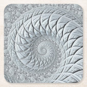 抽象芸術ライトグレースパイラルフラクタル スクエアペーパーコースター (正面)