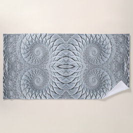 抽象芸術ライトグレースパイラルフラクタル ビーチタオル