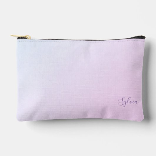 抽象芸術ライトブルーからピンクオンブレグランジーまで名前 アクセサリーポーチ (正面)