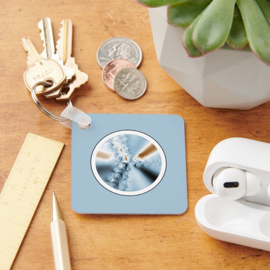 抽象芸術ライトブルーフラクタルキーチェーン キーホルダー (デスク)