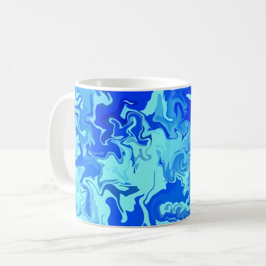 抽象芸術ライトブルー流体芸術 コーヒーマグカップ (正面左)