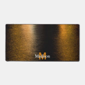 抽象芸術ライト海光沢ブロンズモノグラム デスクマット (正面)