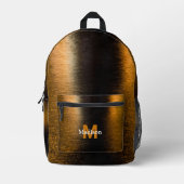 抽象芸術ライト海光沢ブロンズモノグラム プリントバックパック (正面)