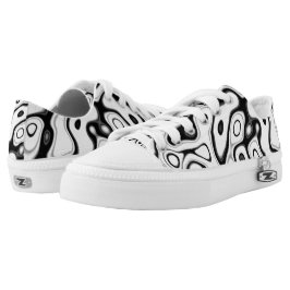 抽象芸術ライフ型枠白黒 ロートップスニーカー