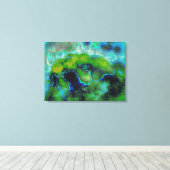 抽象芸術ライムグリーンとブルースの石灰岩 キャンバスプリント (インサイチュ (ウッドフロア))