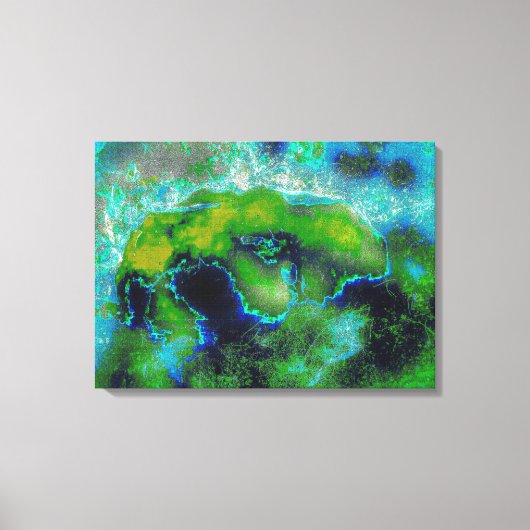 抽象芸術ライムグリーンとブルースの石灰岩 キャンバスプリント (正面)