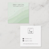 抽象芸術ライムグリーンウェーブスタッドイヤリングディスプレイ スクエア名刺 (正面/裏面)