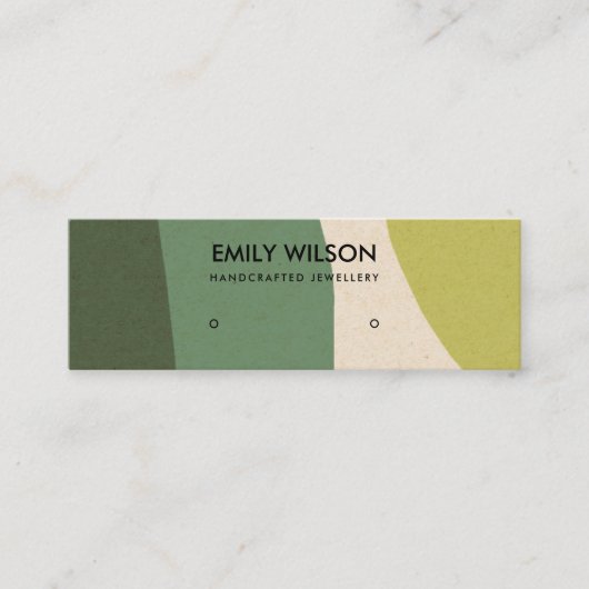 抽象芸術ライムグリーンモダンクラフトアートスタッドディスプレイ スキニー名刺 (正面)