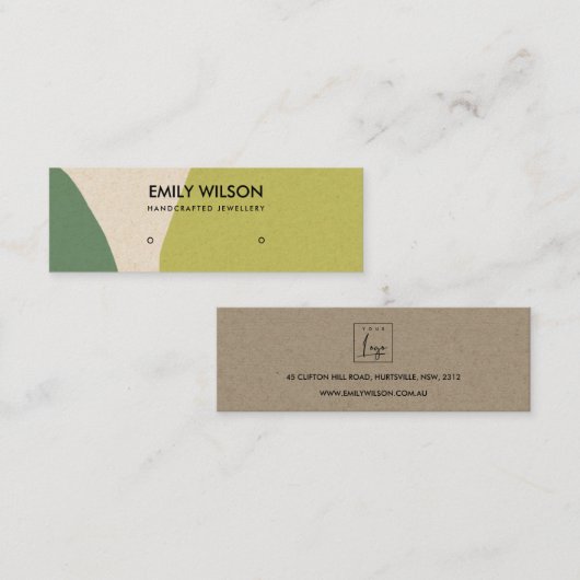 抽象芸術ライムグリーンモダンクラフトアートスタッドディスプレイ スキニー名刺 (正面/裏面)