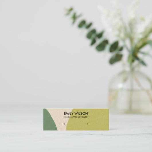 抽象芸術ライムグリーンモダンクラフトアートスタッドディスプレイ スキニー名刺 (スタンド正面)