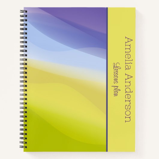 抽象芸術ライムグリーンラベンダー名先生プランナー ノートブック (正面)