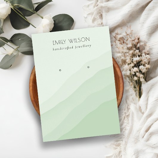 抽象芸術ライムグリーン波スタッドイヤリングディスプレイ 名刺