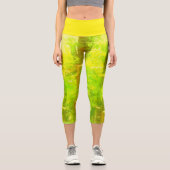 抽象芸術ライムグリーン&イエローカプリレギンス カプリレギンス (正面)
