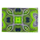 抽象芸術ライムグリーン、黄色、紫の渦巻き 枕カバー (裏面-左)