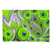 抽象芸術ライムグリーン、黄色、紫の渦巻き 枕カバー (正面左)