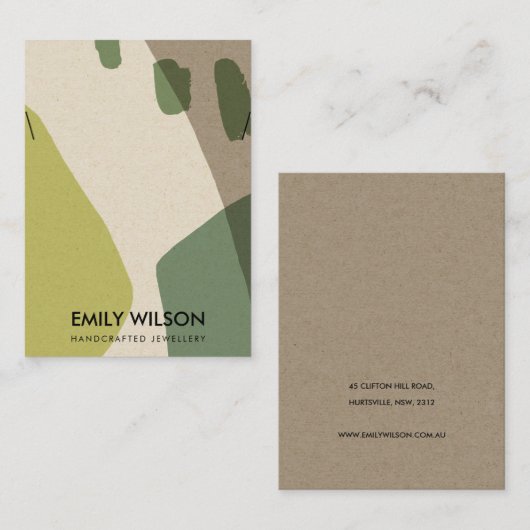 抽象芸術ライムモダングリーンアートネックレスディスプレイ 名刺 (正面/裏面)