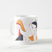 抽象芸術ラインアートの女性 コーヒーマグカップ (正面左)