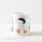 抽象芸術ラインアートの女性 コーヒーマグカップ (中央)