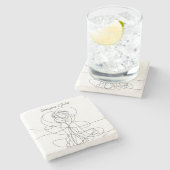 抽象芸術ラインアートオブレズビアンカップルの名前 ストーンコースター (横)