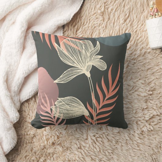 抽象芸術ラインアートフラワーデザインエレガント- Mi クッション (ブランケット)