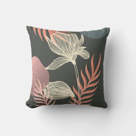 抽象芸術ラインアートフラワーデザインエレガント- Mi クッション (正面)