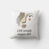 抽象芸術ラインアート顔ライブシンプルドリームビッグ引用文 クッション (正面)