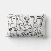 抽象芸術ラインアート、抽象芸術顔スケッチ ランバークッション (裏面)