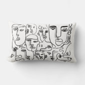 抽象芸術ラインアート、抽象芸術顔スケッチ ランバークッション (正面)