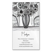 抽象芸術ラインスケッチフローラアート マグネット名刺 (正面縦)